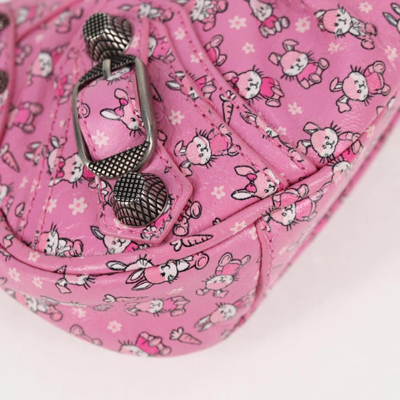 BALENCIAGA luka Goal Hand Bag Leather 2way Pink Silver 695814 Auth 126245M