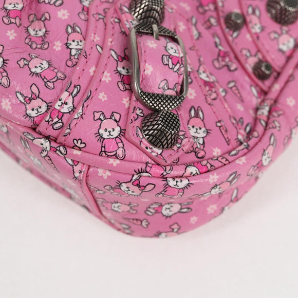 BALENCIAGA luka Goal Hand Bag Leather 2way Pink Silver 695814 Auth 126245M