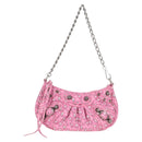 BALENCIAGA luka Goal Hand Bag Leather 2way Pink Silver 695814 Auth 126245M-13