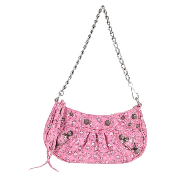 BALENCIAGA luka Goal Hand Bag Leather 2way Pink Silver 695814 Auth 126245M