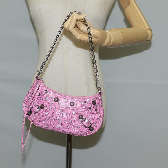 BALENCIAGA luka Goal Hand Bag Leather 2way Pink Silver 695814 Auth 126245M