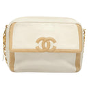 CHANEL Chain Shoulder Bag Lamb Skin White Gold CC Auth 126253-2