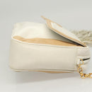 CHANEL Chain Shoulder Bag Lamb Skin White Gold CC Auth 126253-4