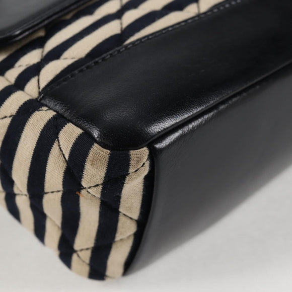 CHANEL Matelasse Chain Shoulder Bag cotton Black Gold CC Auth 126255V