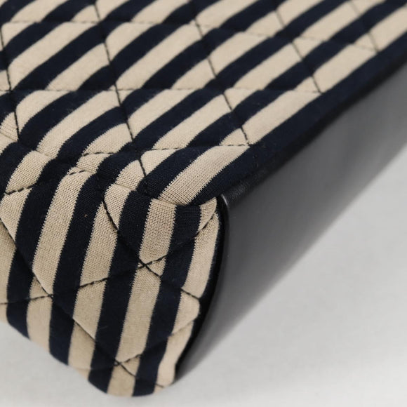 CHANEL Matelasse Chain Shoulder Bag cotton Black Gold CC Auth 126255V