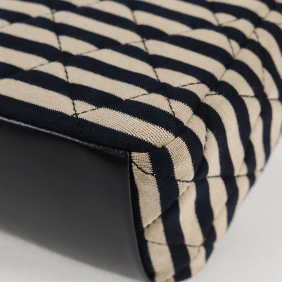 CHANEL Matelasse Chain Shoulder Bag cotton Black Gold CC Auth 126255V