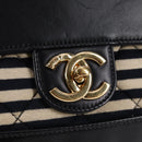 CHANEL Matelasse Chain Shoulder Bag cotton Black Gold CC Auth 126255V-18
