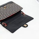 CHANEL Matelasse Chain Shoulder Bag cotton Black Gold CC Auth 126255V-9