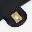 CHANEL Matelasse Chain Shoulder Bag cotton Black Gold CC Auth 126255V-19