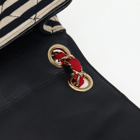 CHANEL Matelasse Chain Shoulder Bag cotton Black Gold CC Auth 126255V