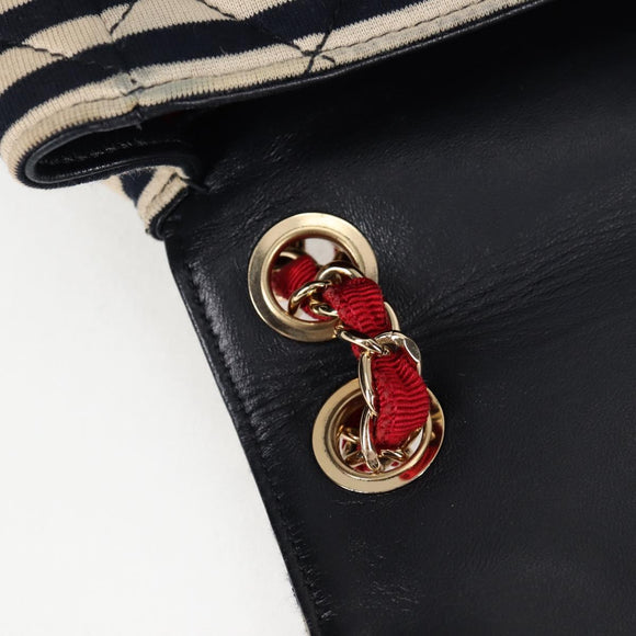 CHANEL Matelasse Chain Shoulder Bag cotton Black Gold CC Auth 126255V