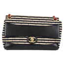 CHANEL Matelasse Chain Shoulder Bag cotton Black Gold CC Auth 126255V-13