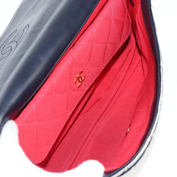 CHANEL Matelasse Chain Shoulder Bag cotton Black Gold CC Auth 126255V