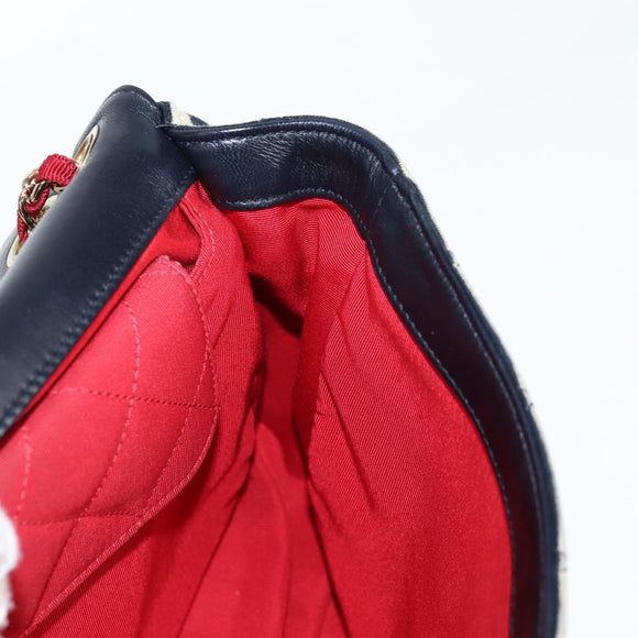 CHANEL Matelasse Chain Shoulder Bag cotton Black Gold CC Auth 126255V