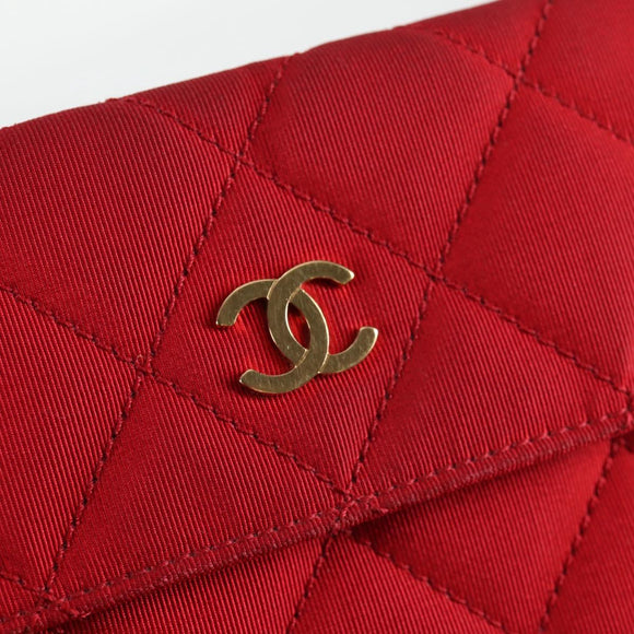 CHANEL Matelasse Chain Shoulder Bag cotton Black Gold CC Auth 126255V