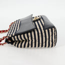 CHANEL Matelasse Chain Shoulder Bag cotton Black Gold CC Auth 126255V-3