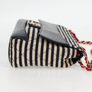 CHANEL Matelasse Chain Shoulder Bag cotton Black Gold CC Auth 126255V-4