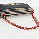 CHANEL Matelasse Chain Shoulder Bag cotton Black Gold CC Auth 126255V-7