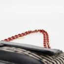 CHANEL Matelasse Chain Shoulder Bag cotton Black Gold CC Auth 126255V-14