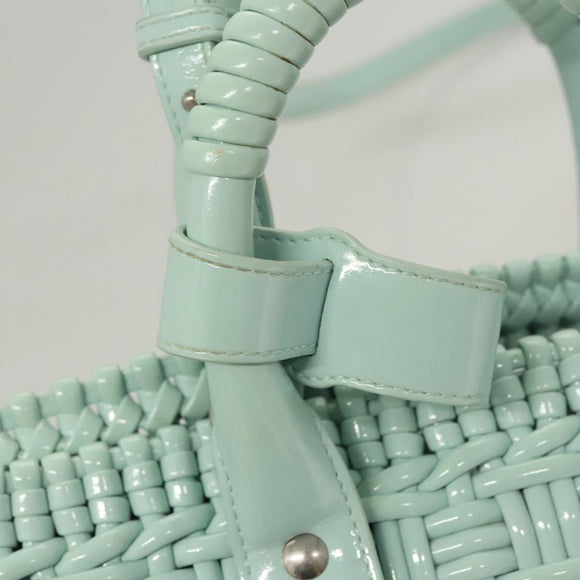 BALENCIAGA Hand Bag Vinyl 2way Green Silver Auth 126258