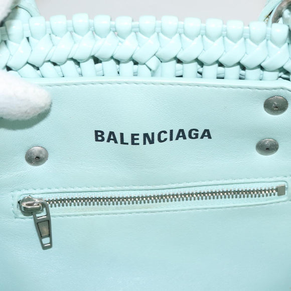 BALENCIAGA Hand Bag Vinyl 2way Green Silver Auth 126258