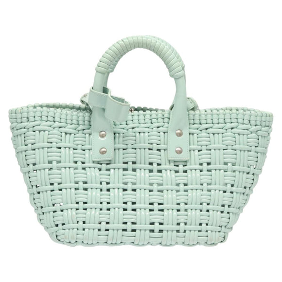 BALENCIAGA Hand Bag Vinyl 2way Green Silver Auth 126258