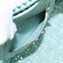 BALENCIAGA Hand Bag Vinyl 2way Green Silver Auth 126258-23