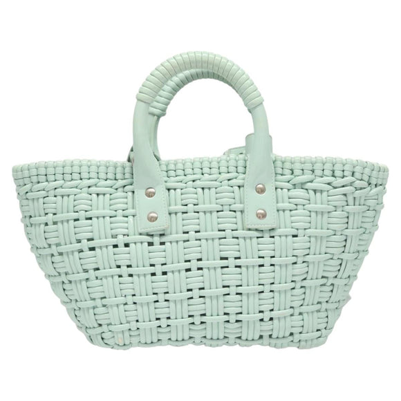 BALENCIAGA Hand Bag Vinyl 2way Green Silver Auth 126258