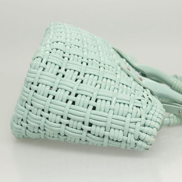 BALENCIAGA Hand Bag Vinyl 2way Green Silver Auth 126258