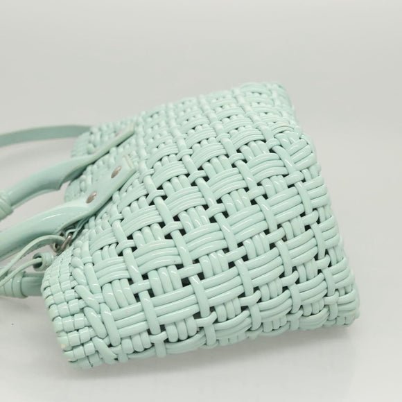 BALENCIAGA Hand Bag Vinyl 2way Green Silver Auth 126258
