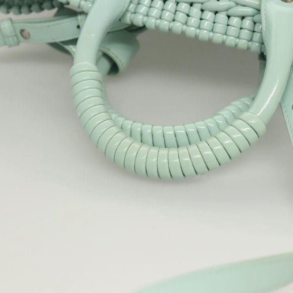 BALENCIAGA Hand Bag Vinyl 2way Green Silver Auth 126258