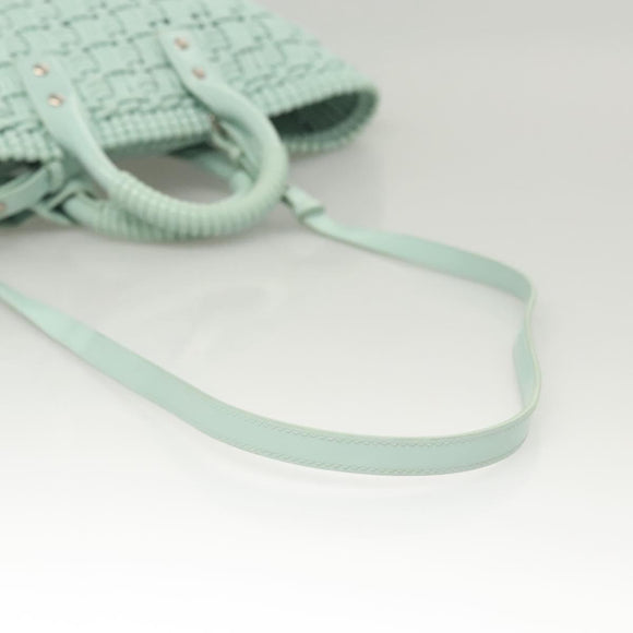 BALENCIAGA Hand Bag Vinyl 2way Green Silver Auth 126258