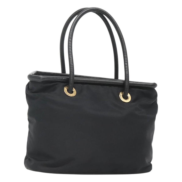 CELINE Tote Bag Nylon Black Gold Auth 126261
