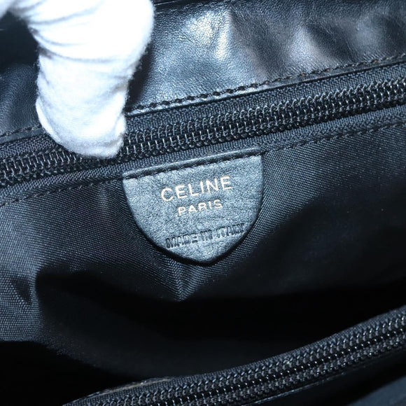 CELINE Tote Bag Nylon Black Gold Auth 126261