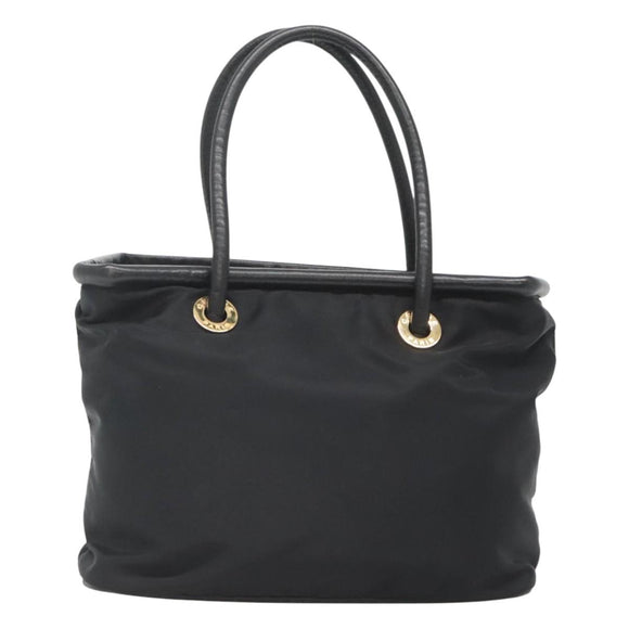 CELINE Tote Bag Nylon Black Gold Auth 126261