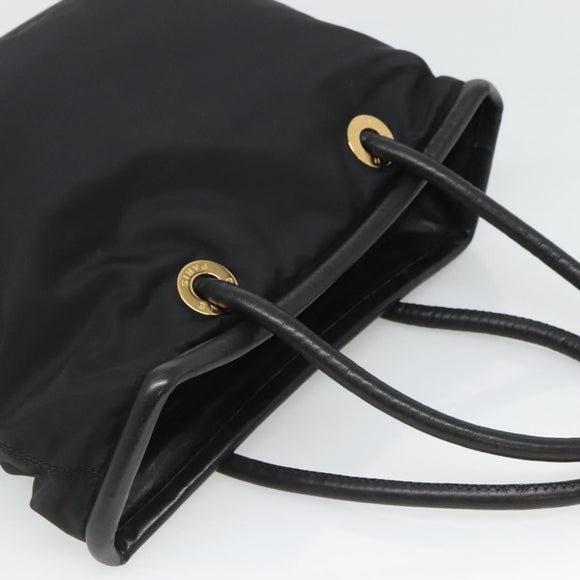 CELINE Tote Bag Nylon Black Gold Auth 126261