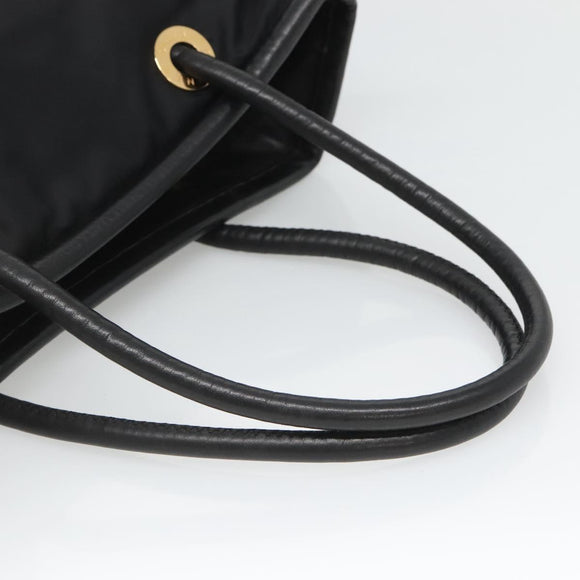 CELINE Tote Bag Nylon Black Gold Auth 126261