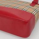 BURBERRY Nova Check Hand Bag Canvas Beige Gold Auth 126264-14