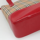 BURBERRY Nova Check Hand Bag Canvas Beige Gold Auth 126264-9