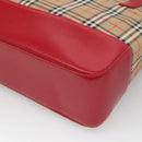 BURBERRY Nova Check Hand Bag Canvas Beige Gold Auth 126264-15