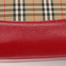 BURBERRY Nova Check Hand Bag Canvas Beige Gold Auth 126264-17