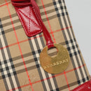 BURBERRY Nova Check Hand Bag Canvas Beige Gold Auth 126264-18