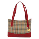 BURBERRY Nova Check Hand Bag Canvas Beige Gold Auth 126264-13