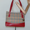 BURBERRY Nova Check Hand Bag Canvas Beige Gold Auth 126264-22