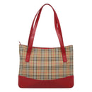 BURBERRY Nova Check Hand Bag Canvas Beige Gold Auth 126264-2