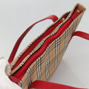 BURBERRY Nova Check Hand Bag Canvas Beige Gold Auth 126264-6