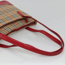 BURBERRY Nova Check Hand Bag Canvas Beige Gold Auth 126264-7