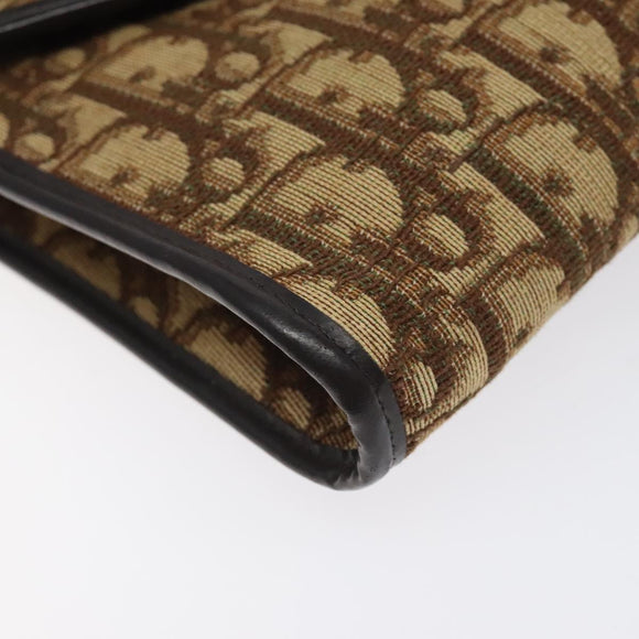 Christian Dior Trotter Canvas Chain Shoulder Bag Brown Gold Auth 126266