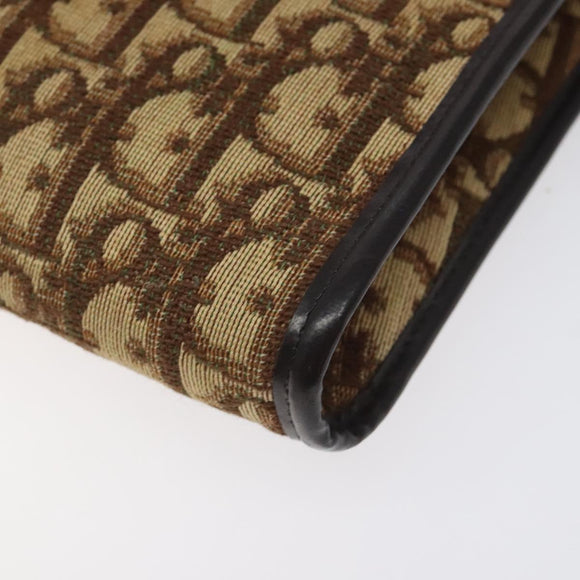 Christian Dior Trotter Canvas Chain Shoulder Bag Brown Gold Auth 126266
