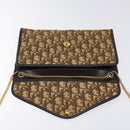 Christian Dior Trotter Canvas Chain Shoulder Bag Brown Gold Auth 126266-10